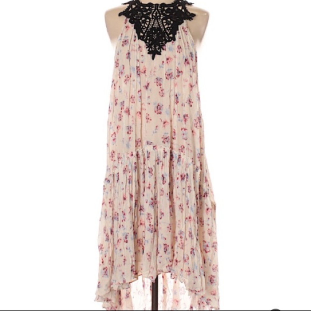 ZARA Floral Crochet Halter Midi Dress Size Small